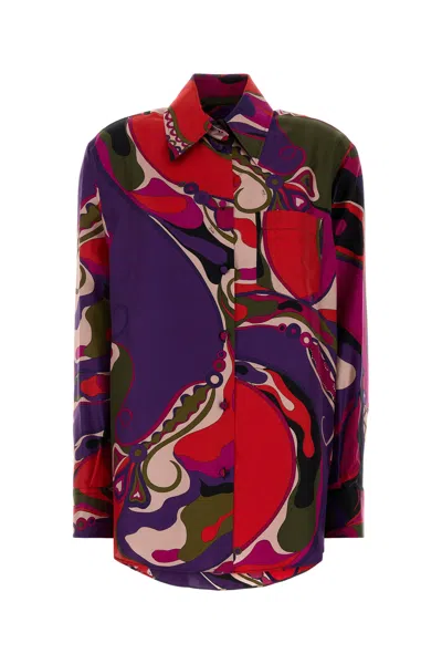 Pucci Emilio  Printed Silk Shirt In White