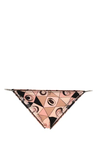 Pucci Emilio  Printed Stretch Nylon Bikini Bottom In Pink