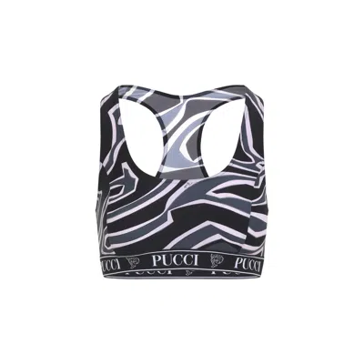 Pucci Emilio  Printed Stretch Nylon Bra In Neutral