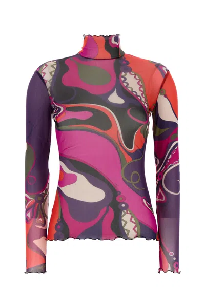 Pucci Emilio  Printed Tulle Top In Multi