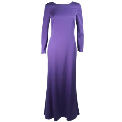 Pre-owned Pucci Emilio  Purple Silk Long Sleeve Gown With Open Back Size Medium Large