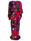 Pucci Orchidee Print Silk Maxi Dress With Shawl In Neutral