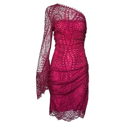 Pre-owned Pucci Emilio  Resort 2011 Raspberry Red One Shoulder Lace Mini Dress