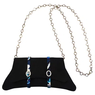 Pre-owned Pucci Emilio  Rhinestone Evening Bag In Black