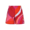 Pucci Geometric Design Cotton Shorts With Elastic Waistband In Red