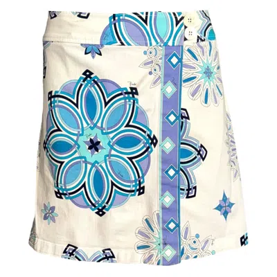 Pre-owned Pucci Emilio  Siganture Print Wrap Skirt M/l In Gray