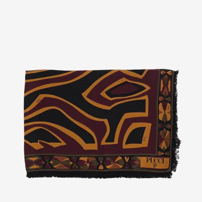 Pucci Emilio  Silk Kaleidoscopic Scarf In Brown
