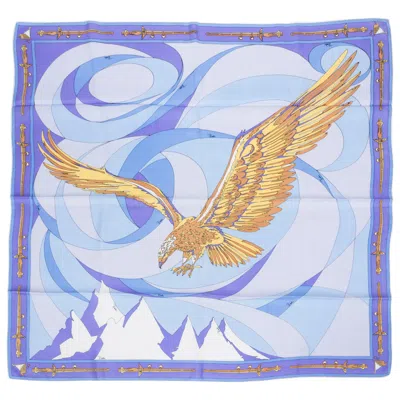 Pre-owned Pucci Emilio  Silk Twill Eagle Print Scarf In Purple