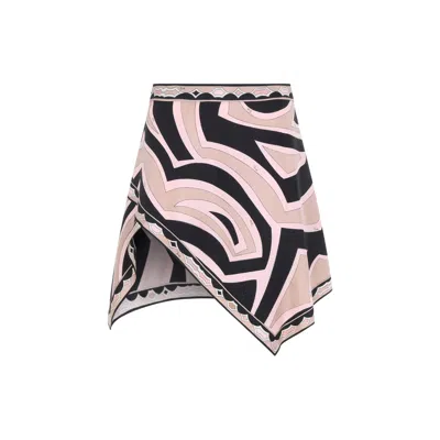 Pucci Silk Twill Mini Skirt In Neutral