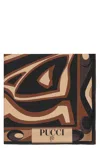 Pucci Abstract Pattern Square Scarf In Lightweight Fabric In Brown