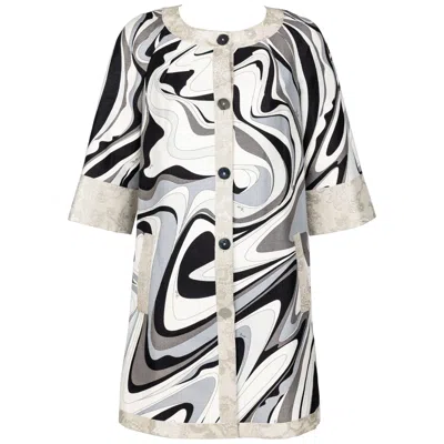 Pre-owned Pucci Emilio  Silver Black Print Spring 2007 Runway Evening Coat