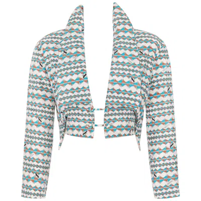 Pre-owned Pucci Emilio  S/s 1957 "palio" Silk Multicolor "montone" Signature Print Jacket In Gray