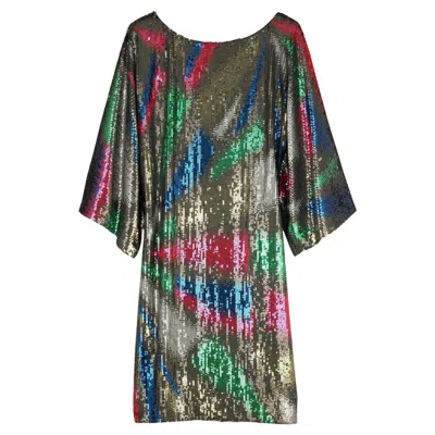 Pre-owned Pucci Emilio  S/s 2008 Embroidered Silk Sequin Evening Kimono Dress 42 In Black
