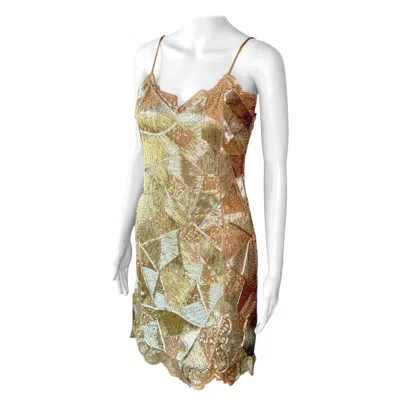 Pre-owned Pucci Emilio  S/s 2012 Runway Unworn Embellished Sheer Lace Cutout Mini Dress In Sand