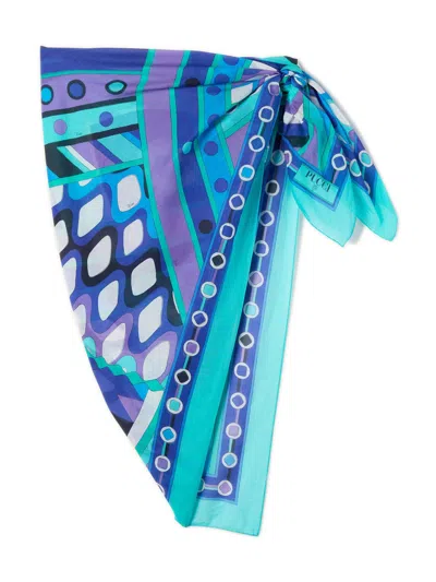 Pucci Neck Scarf Woman In Blue