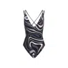 Pucci Abstract Pattern V-neck Bikini With Spaghetti Straps In Black