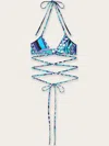 Pucci Printed Triangle Bikini Top In Blue