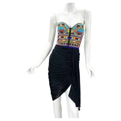Pre-owned Pucci Emilio  Tribal Beaded Bustier Dress May See On Alessandra Ambrosio Us 6 In Gray