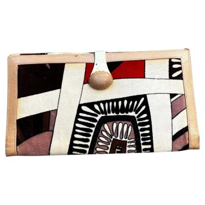 Pre-owned Pucci Emilio  Velvet And Leather Wallet, Circa 1960s In Sand