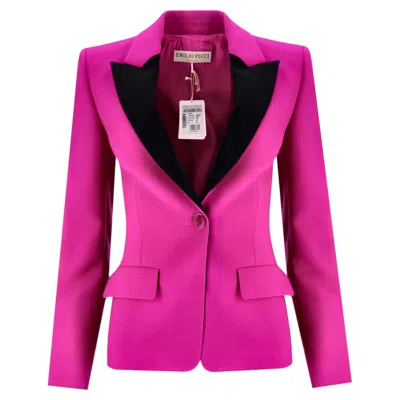 Pre-owned Pucci Emilio  Virgin Wool & Silk Blend Tailored Jacket In Purple