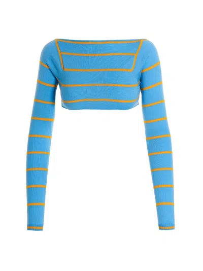 Pucci Emilio  Women Cut-out Cropped Sweater In Blue