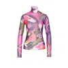 Pucci Abstract-print Turtleneck Sheer Top Clothing In Multi