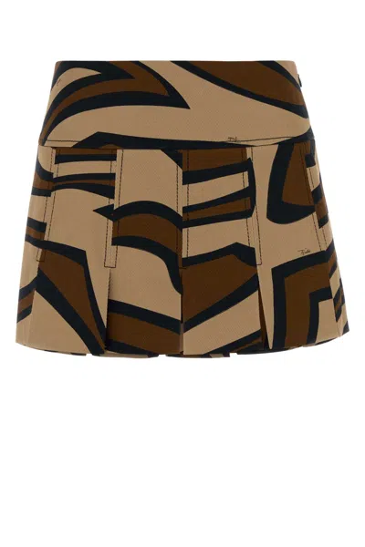 PUCCI EMILIO PUCCI WOMEN PRINTED STRETCH COTTON MINI SKIRT