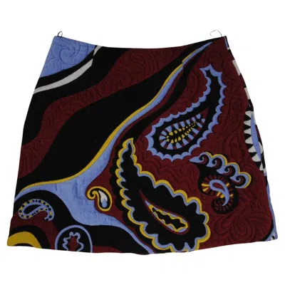Pre-owned Pucci Emilio  Womens Mosaic Mini Skirt It 36 Double Zip Red Yellow Viscose Blend