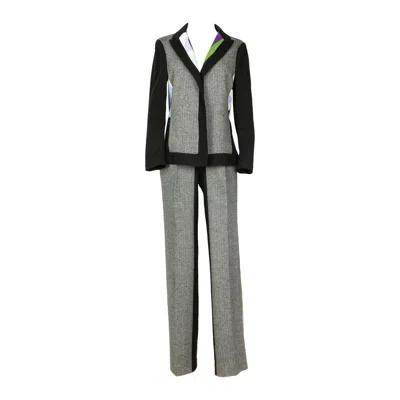 Pre-owned Pucci Emilio  Wool And Multicolored Geometric Printed Suit In Gray