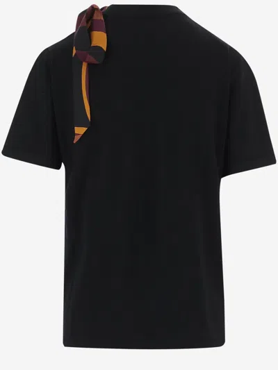 Pucci Emilio  Wool With Silk Scarf Detail T-shirt In Black