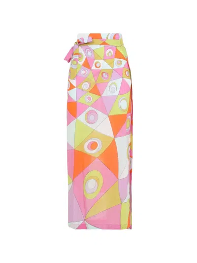 Pucci Emilio  Wrap Style Slit Skirt With Self-tie Fastening - Size 40 In Multicolor