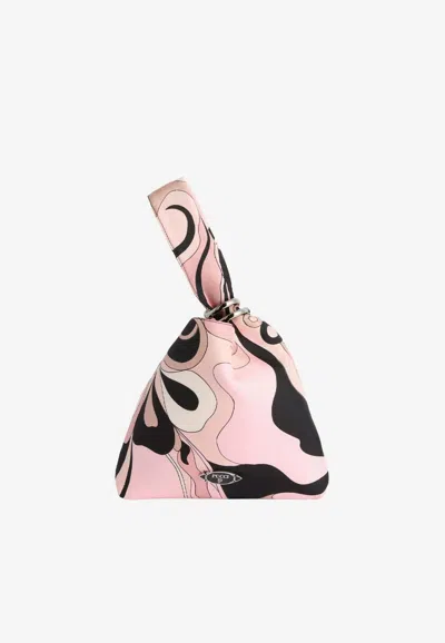 Pucci Emilio Silk Top Handle Bag In Orchidee-print In Pink