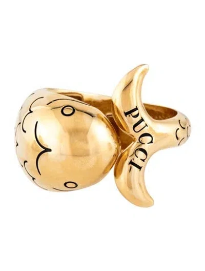 Pre-owned Pucci Enamel Aquarius Fish Cuff Bracelet, 6" In Black