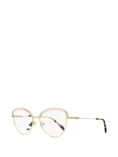 Pucci Enamel-accent Butterfly-frame Glasses In 金色