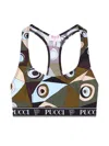 Pucci Logo-band Printed Performance Bra In Brown