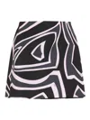 Pucci Wrap Mini Skirt In Silk Twill With Marmo Print In Black