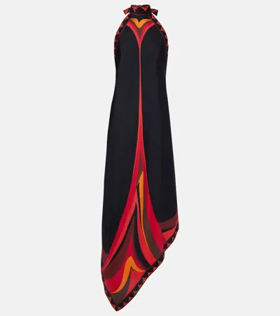 Pucci Silk Fari Print Asymmetric Beach Dress In Multi