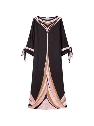 Pucci Fari Print Silk Kaftan In Black