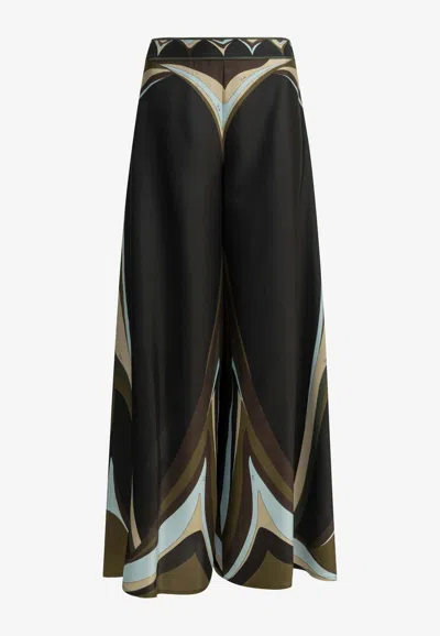Pucci Fari Printed Flared Pants In Black