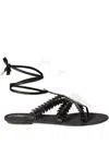 Pucci Feather Embellished Sandals In Black