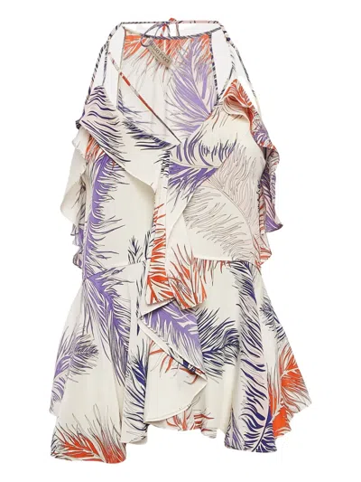 Pre-owned Pucci Feather-print Ruffled Top In Neutral