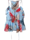 Pucci Feather Print Top In Blue