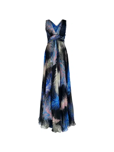 Pre-owned Pucci Feather-print Silk Dress In Black