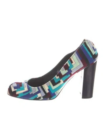 Pre-owned Pucci Felt Printed Slingback Pumps In Blue