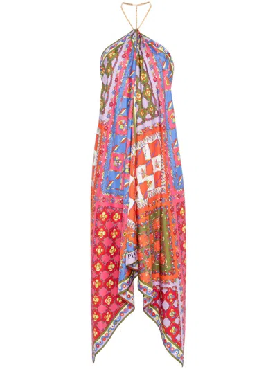 PUCCI FESTA-PRINT SILK MIDI DRESS