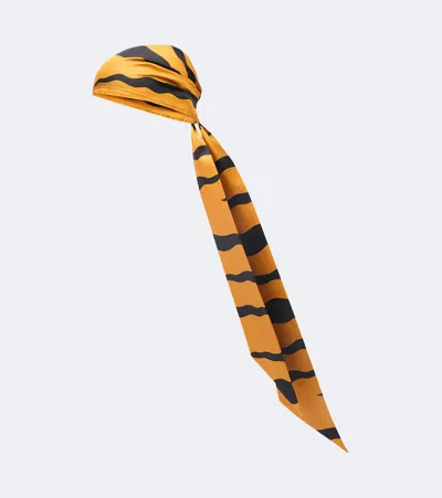 Pucci Fiamme Silk Twill Head Wrap In Yellow