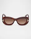 Pucci Filigree Acetate Oval Sunglasses In Brown