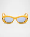 Pucci Filigree Acetate Oval Sunglasses In Gold