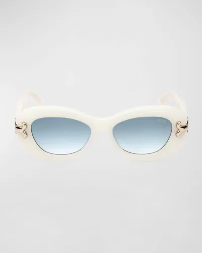 Pucci Filigree Acetate Oval Sunglasses