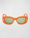Pucci Filigree Acetate Oval Sunglasses In Orange